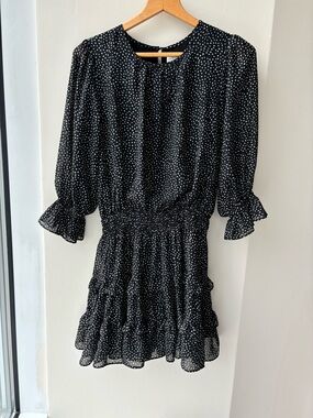 Mustard Seed Black Polka Dot Mini Dress